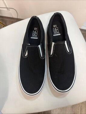 NOBO Black and White Slip-On Canvas Sneakers